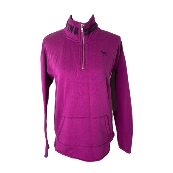 Pink Women’s Sweatshirt Purple Victoria's Secret 1/4 Zip Lightweight Size Small - Picture 1 of 6